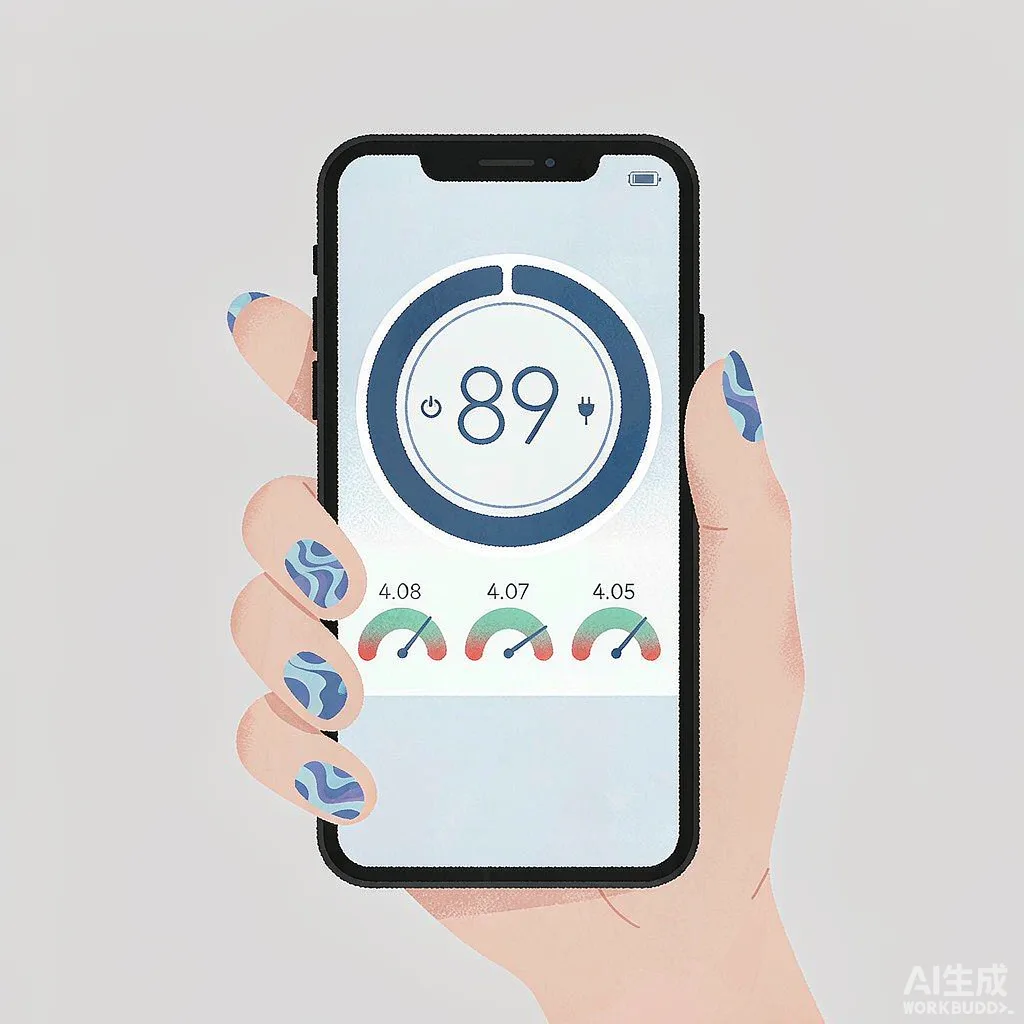 Illustration of a phone showing a battery monitoring app